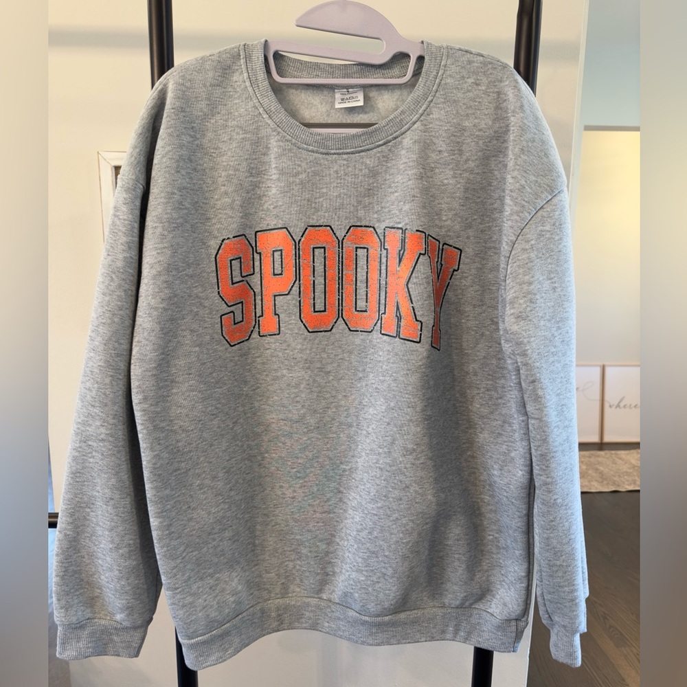 SHEIN | Women’s Spooky' Crewneck Sweatshirt | L | Gray and Orange